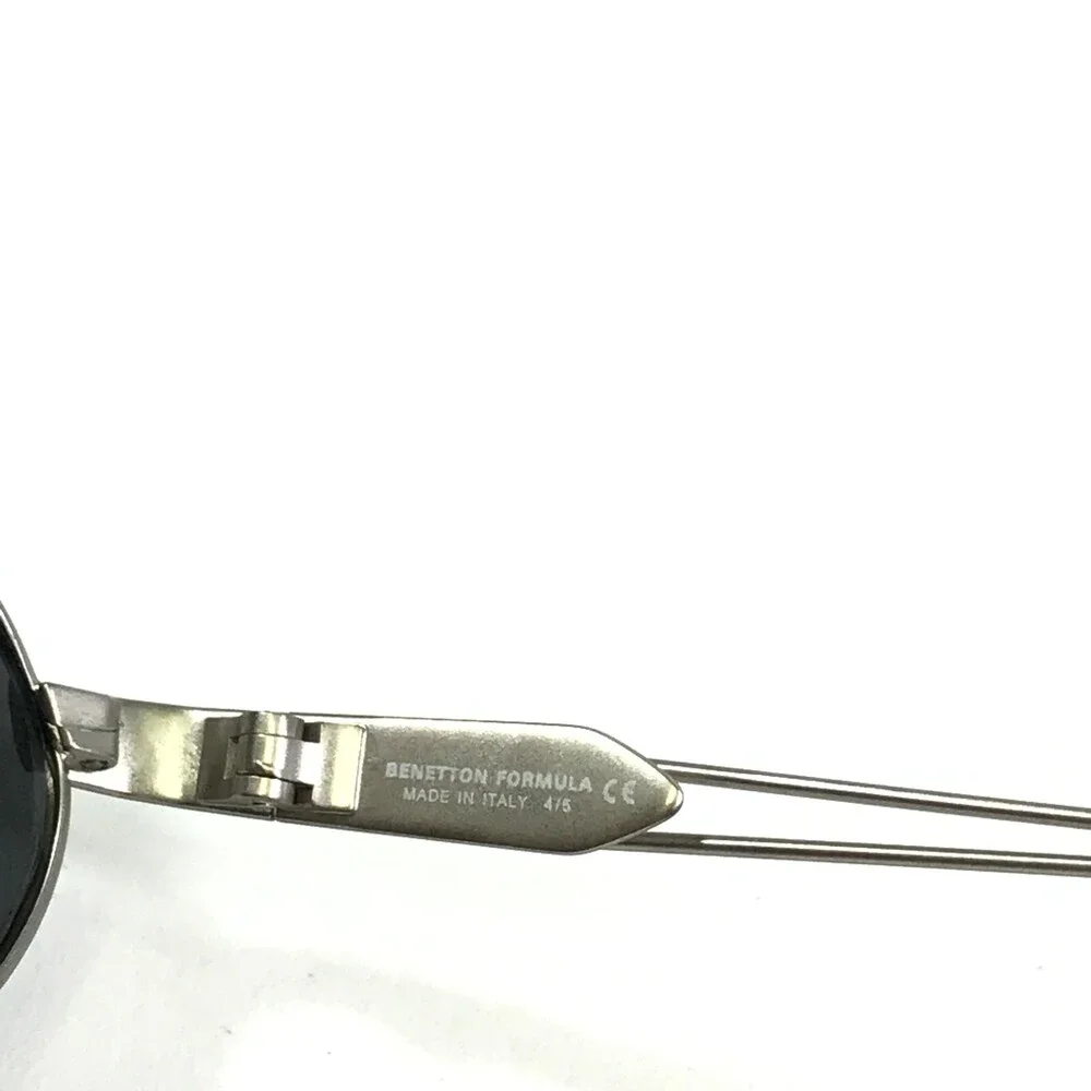 Benetton Formula Sunglasses B.F. 1 004-40S Gray Round Frames with Blue Lenses